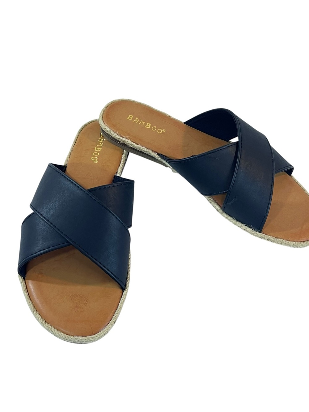 Bamboo Stardust Flat Sandals Womens Size 8 New Black